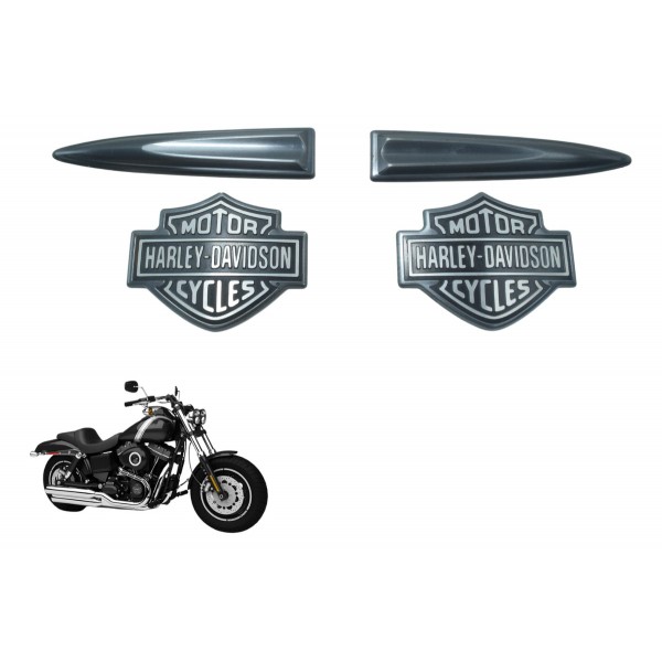 Jogo Emblema Tanque Harley Davidson Fat Bob Fxdf 13-16 Orig