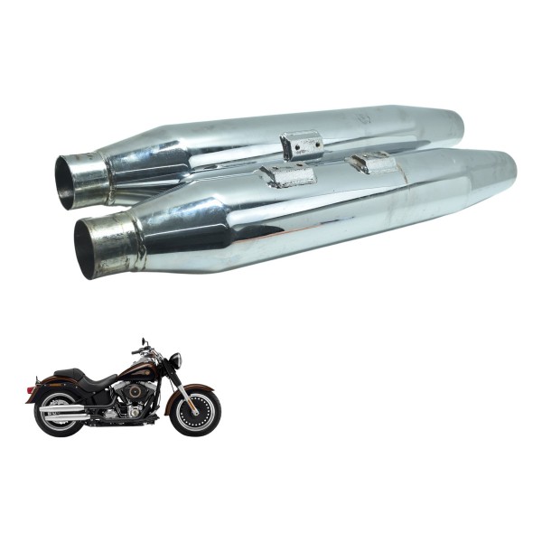 Par Ponteira Escape Detal Harley Softail Fat Boy Flstf 11-15