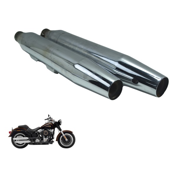 Par Ponteira Escape Detal Harley Softail Fat Boy Flstf 11-15